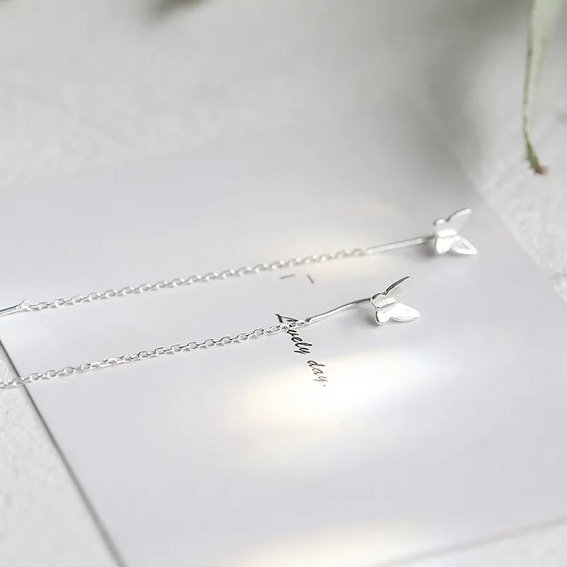 

Long Tassel Butterfly Drop Earrings Silver Color 2020 Fashion Hanging Women Earrings Summer Jewelry Girls GIfts