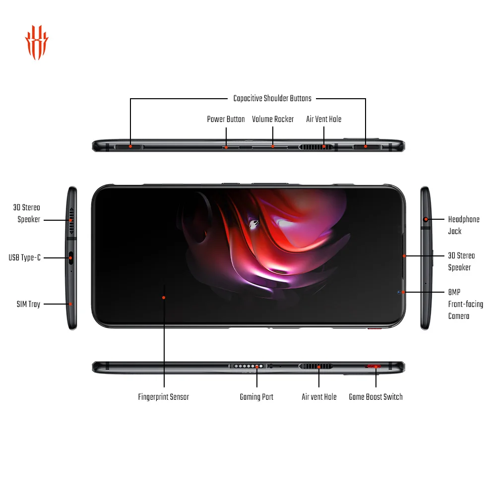 Global Version Nubia Redmagic 5G Game SmartPhones 8/12GB 128GB 6.65&quot 144HZ Snapdragon 865 NFC 55W Fast charging Mobible Phone |