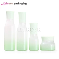 5pcslot 40100120 empty gradient green glass press pump green spray lotion bottles cream jars cosmetic packing containers