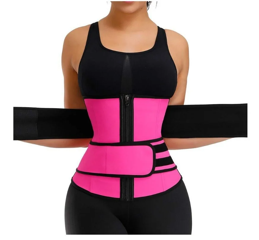 

Straight fit double belt zipper women's body suit large sport corset
