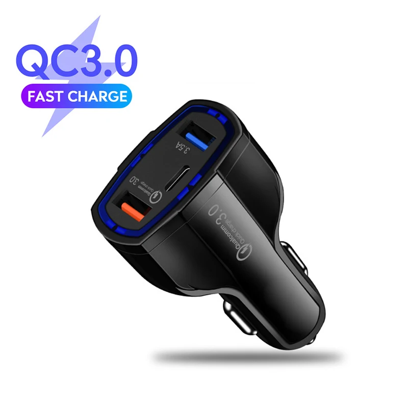 

QC 3.0 USB C Car Charger Quick Charge 3.0 Auto Fast Charger Adapter Hammer 3 USB-C Portable Type C Car Charger for iPhone Xiaomi