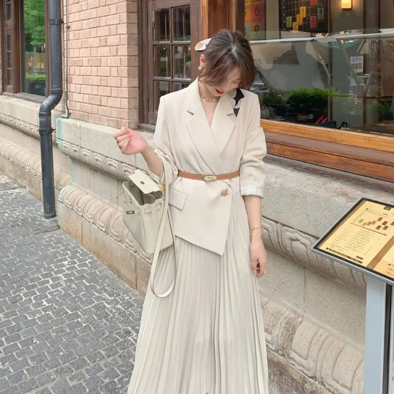 

Design Office Lady Trench Coat For Women Pleated Dress Overcoat Luxury Women's Clothing Womens Jackets Ropa Mujer