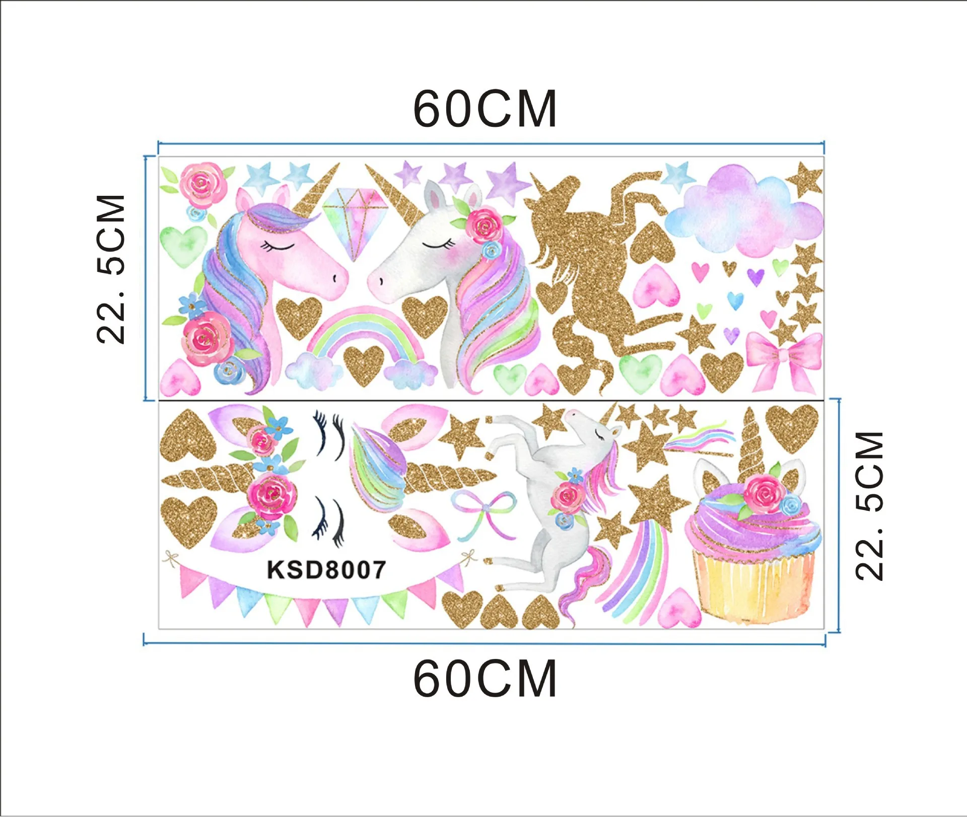 

Cross Border New Unicorn Party Cartoon Wall Sticker Living Room Bedroom Children's Room Decoration Wall Sticker