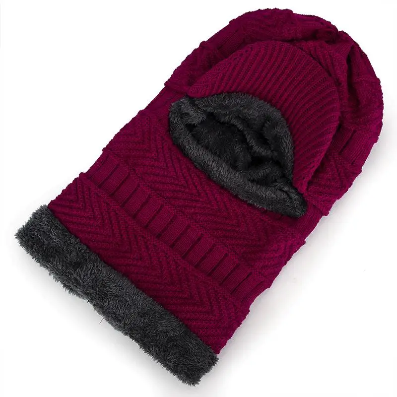 COKK Skullies Beanies, мужская вязаная шапка, мужская шапка плюс Gorras Bonnet, теплые толстые зимние головные уборы для мужчин и женщин, бини, эластичная шапка - Цвет: wine red