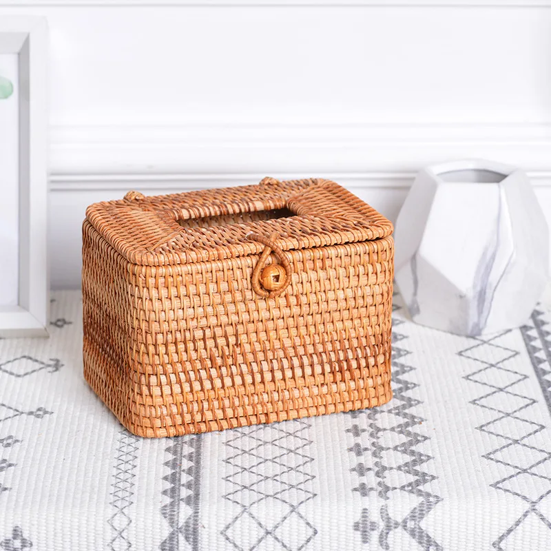 

Rattan Tissue Box Paper Extraction Box Dining Room Table Facial Tissue Storage Box Napkins Cute Tissue Boxes