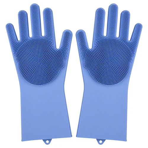 

A pairMultifunction Silicone Cleaning Gloves Magic SiliconeDish Washing Gloves For Kitchen Household Silicone Dishwashing Gloves