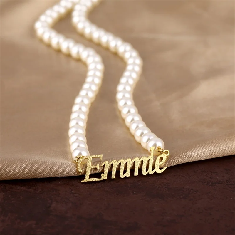 Stainless Steel Frosted Name Necklaces 