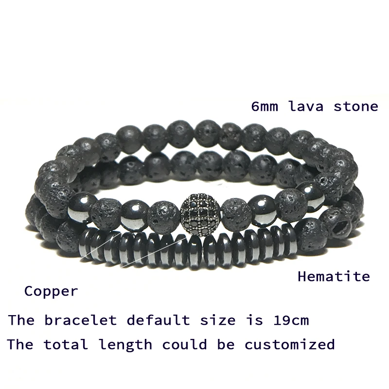 Diffone 2 шт./пара мужской браслет настоящий натуральный оникс вулканический