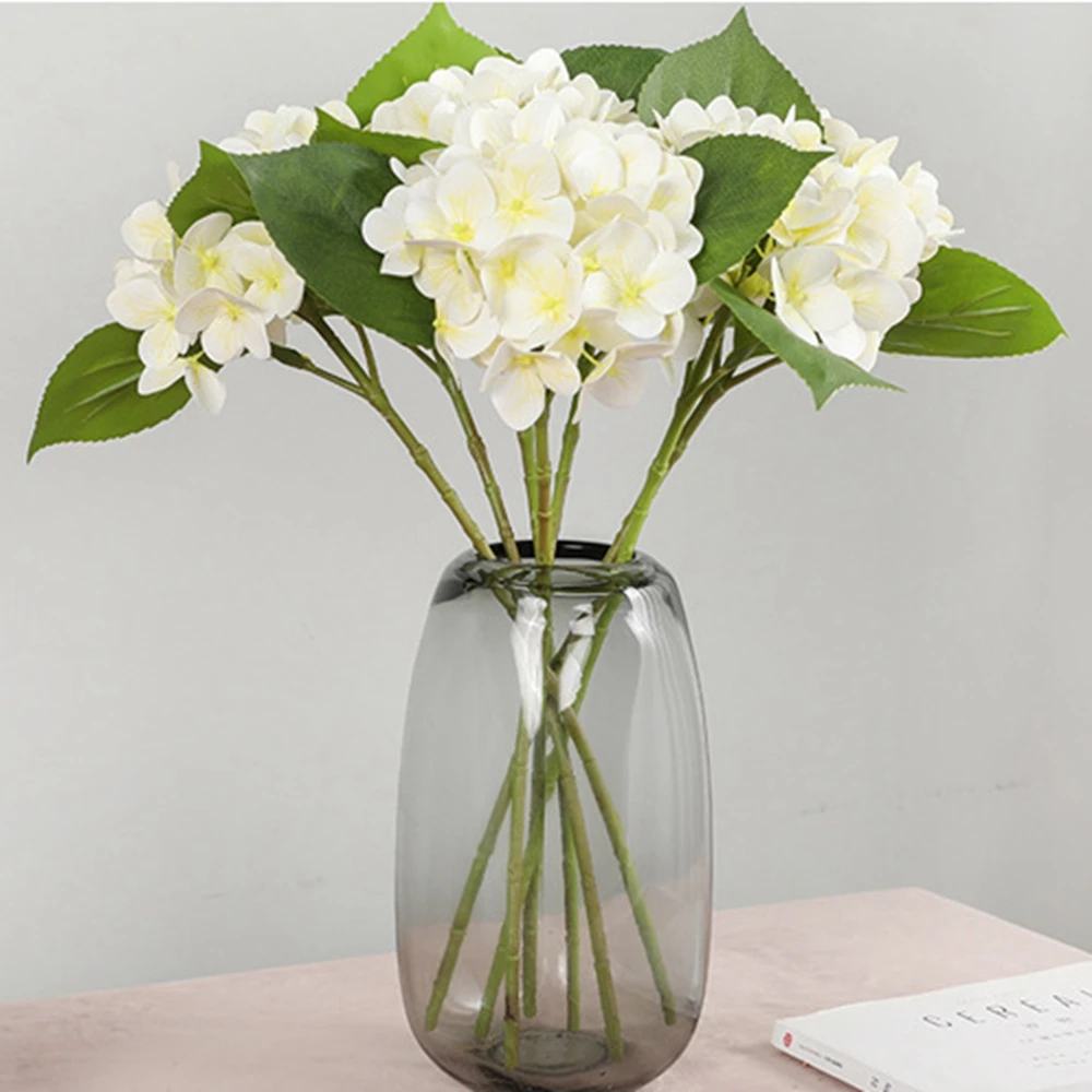 

Luxury 3D printing hydrangea branch with green leaves real touch artificial flowers home table office wedding decoration flores