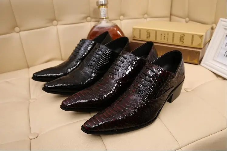 Весенняя обувь из кожи аллигатора для мужчин Мужская натуральной на высоком