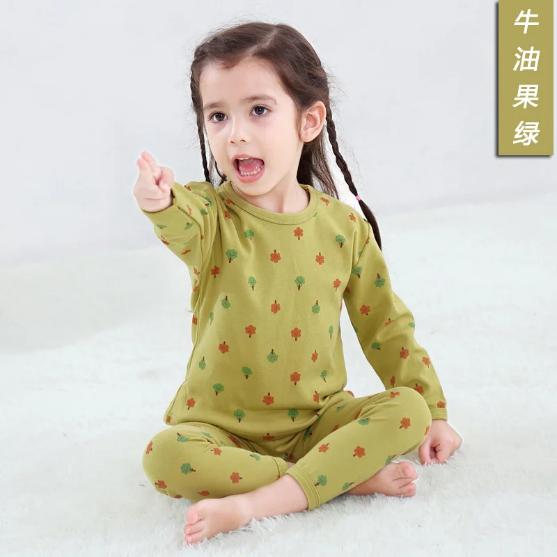 New Cotton Kids Pajamas Sets Spring Keep Warm Baby Girls Boys Clothes Cartoon Children's Sleepwear Long Sleeve Tops +Pants 2Pcs | Мать и