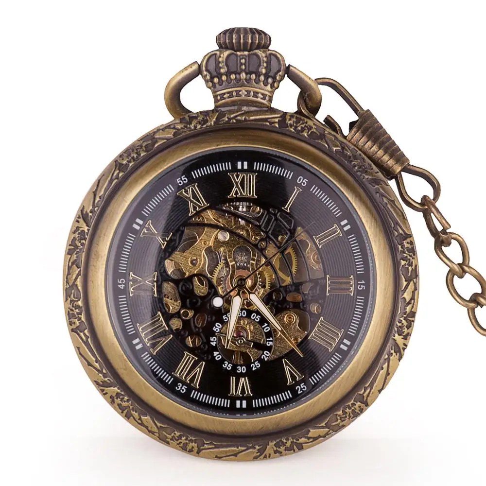 Часы наручные механические для мужчин/женщин античная бронза карманные с
