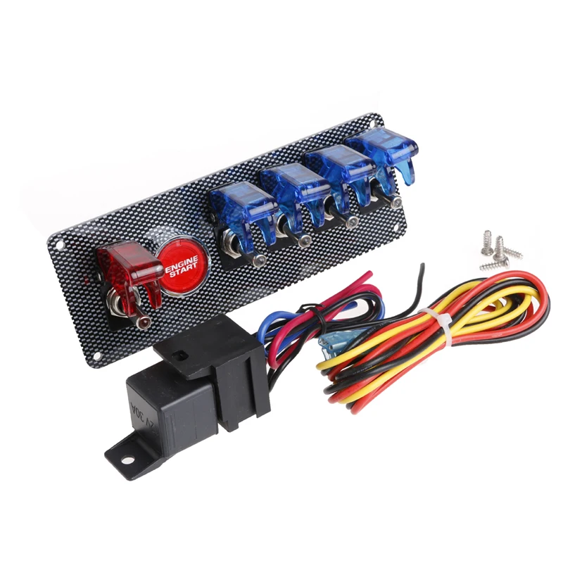 12V переключатель зажигания для гоночного автомобиля+ 4 синий и 1 красный светодиодный переключатель