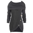 Женская трикотажная блузка в стиле Харадзюку, толстовки с капюшоном и пуговицами, Женский свитшот с длинным рукавом, зимние Асимметричные пуловеры