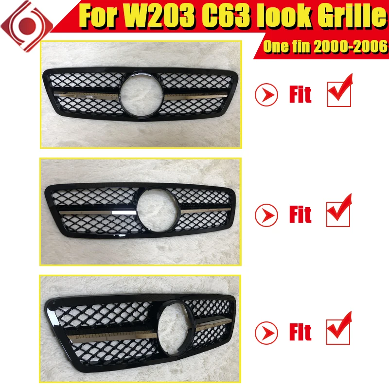 Для Mercedes C Class C203 W203 Sedan Sports C63 Style Grill Grills электропластина с одним плавником прямая