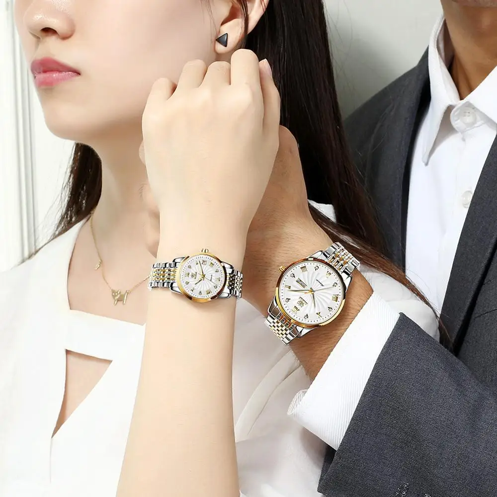 Couple Watch Automatic Mechanical wristwatch Men and Women casual style Clock with calendar waterproof luminous lovers Watch