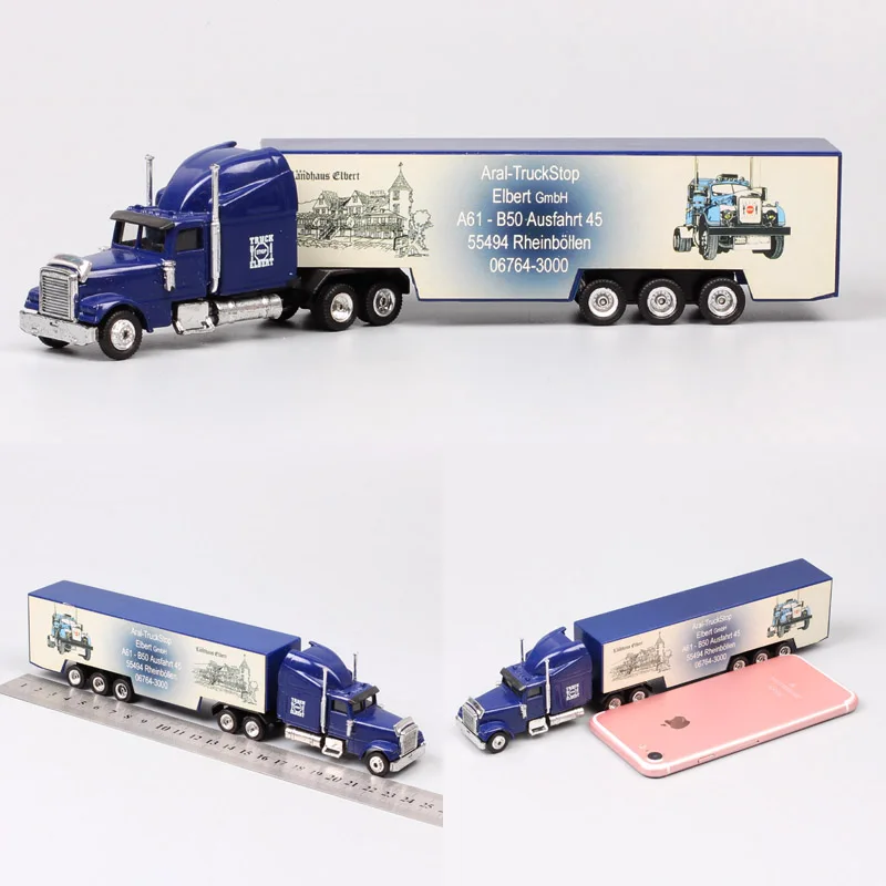 Розовый 1/87 Scale Mini Small Germany Advertising AD Media container Cargo trailer tow Truck Diecasts& Toy Vehicles model Cars souvenir - Цвет: Розовый