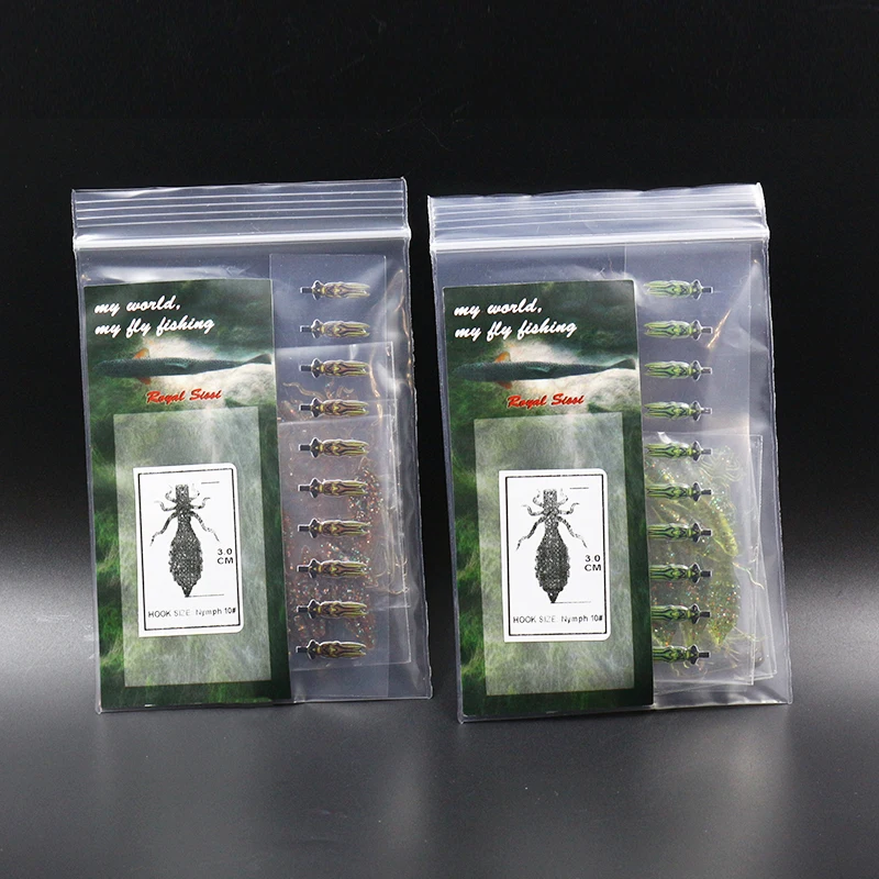 Royal Sissi 10pcs pack artificial dragonfly nymph rubber body&legs with fly tying thin skin sticker nymph fly tying materials