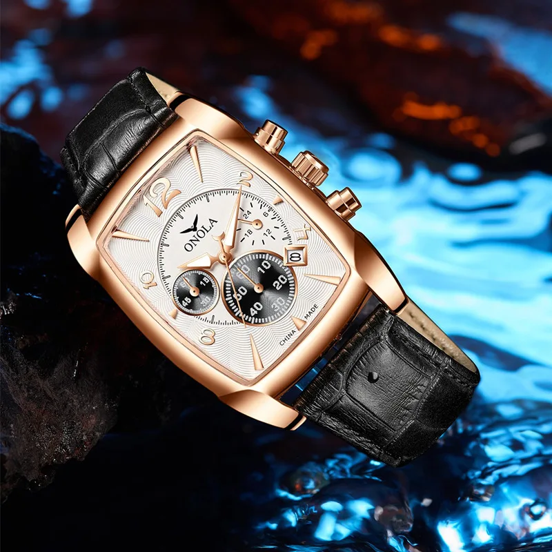 

New Men Watches Fashion Quartz Watch Square Dial Men Leather Watchband Waterproof Sports Clock Watches Business reloj hombre