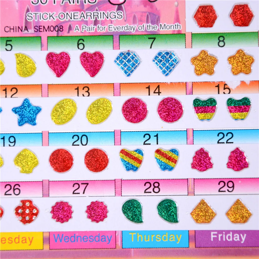 Pegatinas para pendientes para ni&ntilde;os y ni&ntilde;as, calcoman&iacute;as de cristal con dibujos animados, adhesivos de caras, 60 uds.-1