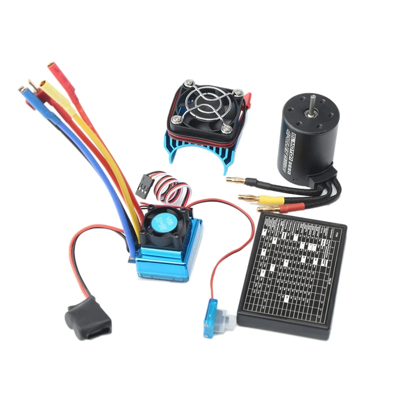 3650 4300Kv бесщеточный двигатель и 60A Esc радиатор с программной картой комбо для 1:10 Rc
