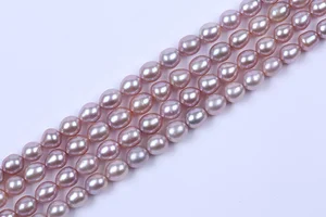 APDGG Wholesale 5Strands 7-8mm Purple freshwater rice pearl loose strand beads women lady jewelry DIY