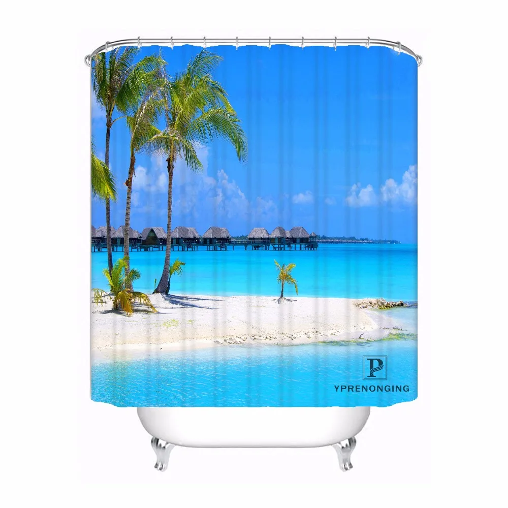 Custom Beach Sand Palm Trees Waterproof Shower Curtain Home Bath Bathroom s Hooks Polyester Fabric Multi Sizes180509-15 | Дом и сад