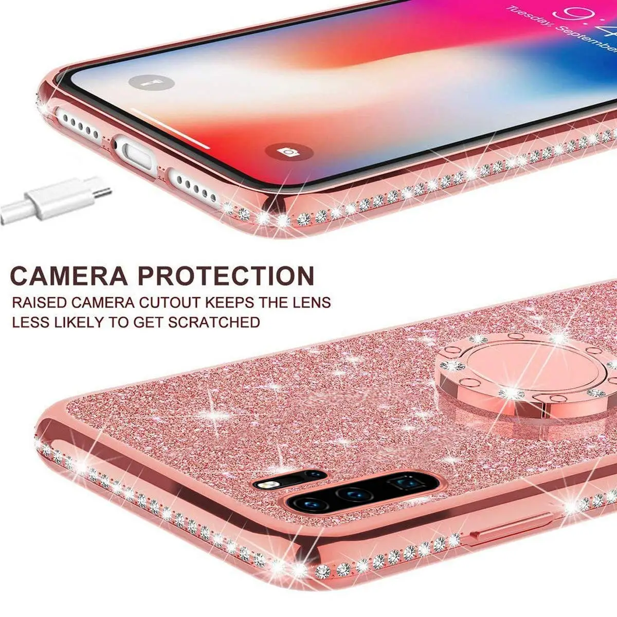 Чехол для HUAWEI P40 Lite мягкий блестящий чехол со стразами Honor 7A 7C 7X 8A 8C 8S 8X 20 20s 10 Y5 Y6 Y9 2019