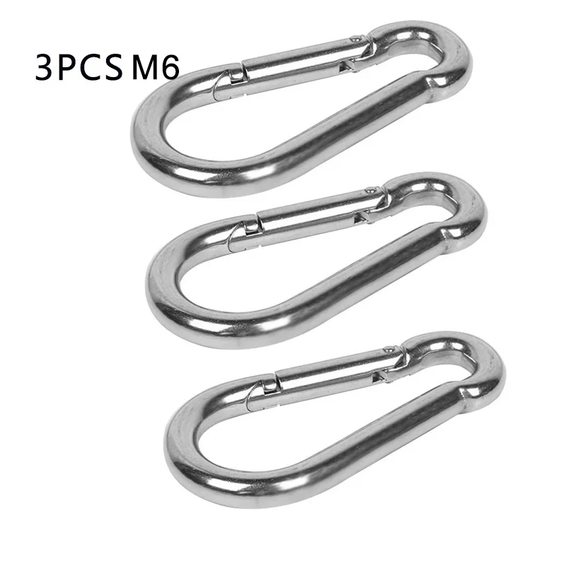 3Pcs M6 M6 M8 1/2/3/4/10 шт. Нержавеющая сталь пружинный зажим крюк замок карабины быстра петля Мультитул альпинистская Пряжка кемпинга - Цвет: 3Pcs M6