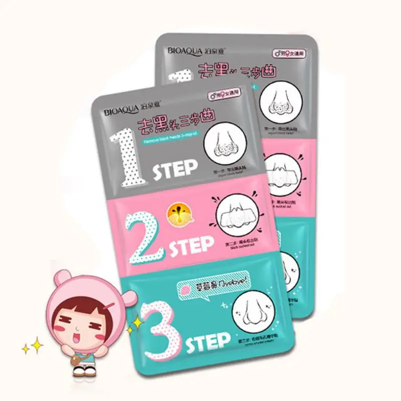 Маска унисекс для удаления угрей 3 ступени полоска лица пор черная маска пилинг