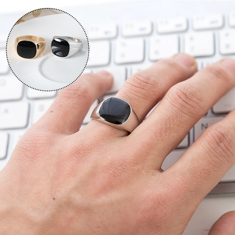 

Unisex Exquisite Rings Alloy Simulated Black Diamond Ring Square Titanium Ring Black Ring Wedding Engagement Business Jewelry