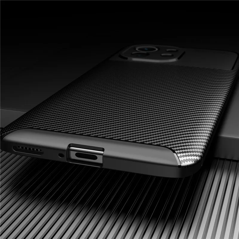 Для Xiaomi Mi 11 чехол из углеродного волокна противоударный силиконовый для телефона
