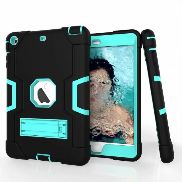 black aqua IBuyiWin тяжелый противоударный силиконовый чехол для iPad Mini 2 3 7," планшет Funda Обложка copue Чехол+ пленка для экрана+ ручка - Цвет: black aqua