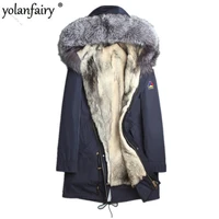 real fur coat natural wolf fur liner parka winter jacket men fox fur collar warm jacket parkas winterjas heren l18 3001 y1630