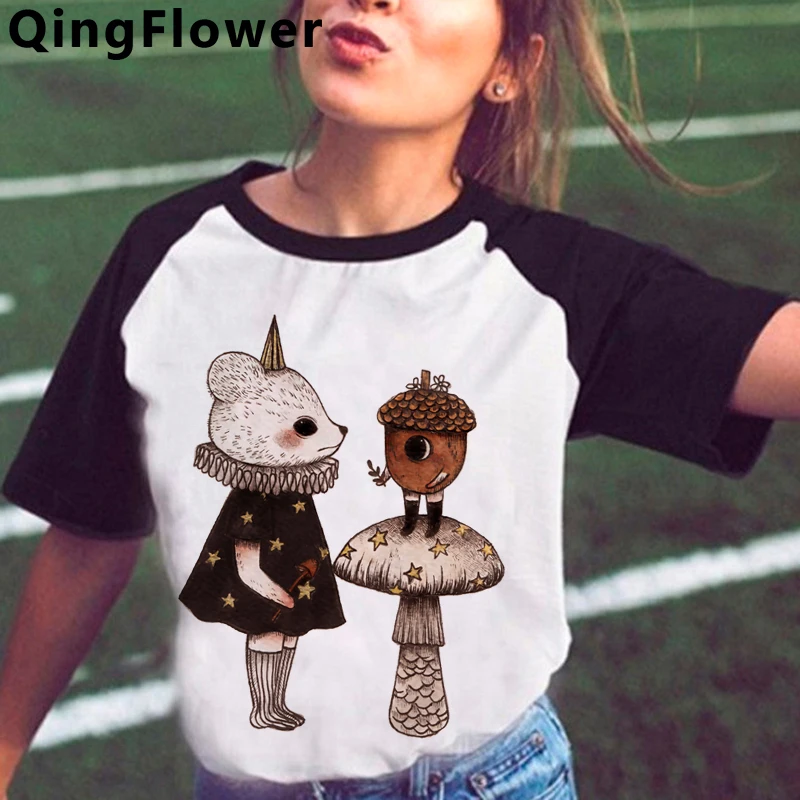 Mushroom t-shirt female print grunge ulzzang 2021 casual harajuku kawaii tumblr | Женская одежда