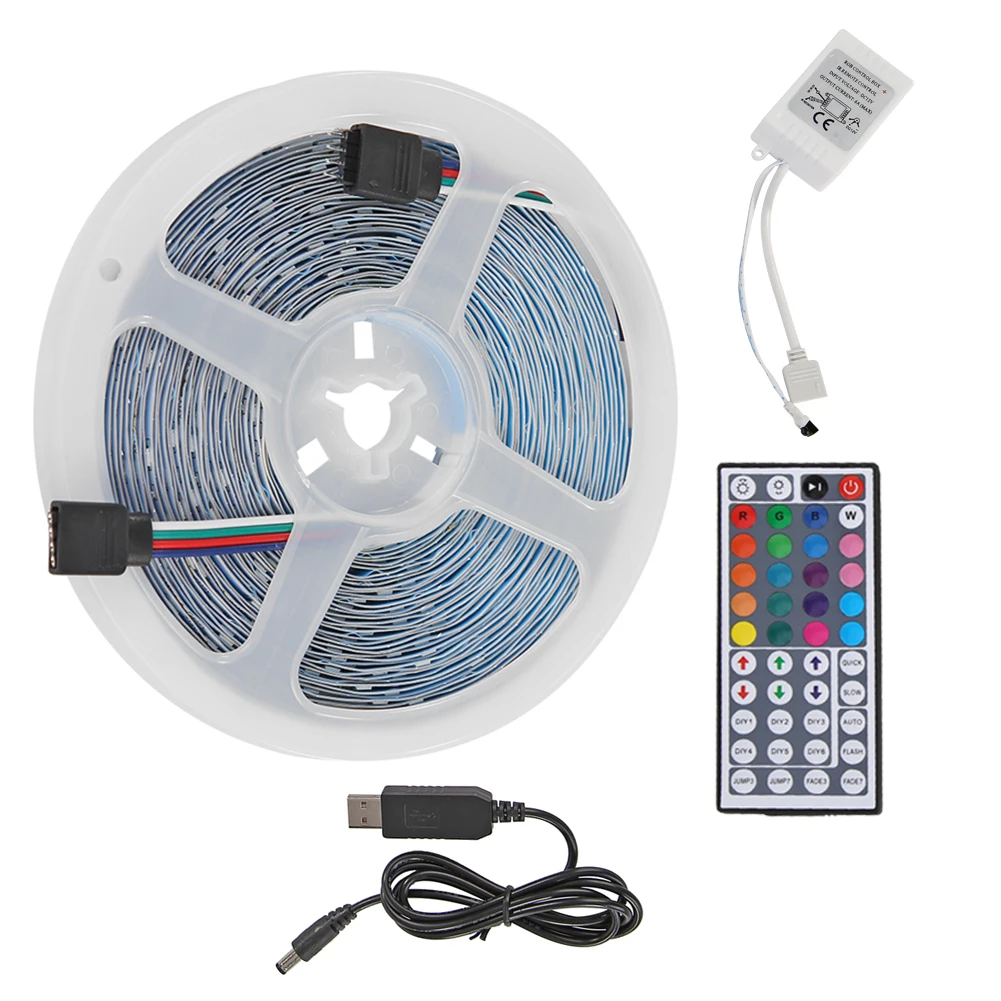 

1/2/3/4/5/10/20m Epoxy LED Strip Light Portable Waterproof 3528 RGB Lighting Fita USB TV Desktop Screen Backlight Set IR44 Keys