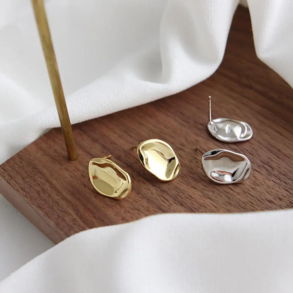 E Jewelry Серьги гвоздики из стерлингового серебра 925 пробы Позолоченные гладкие