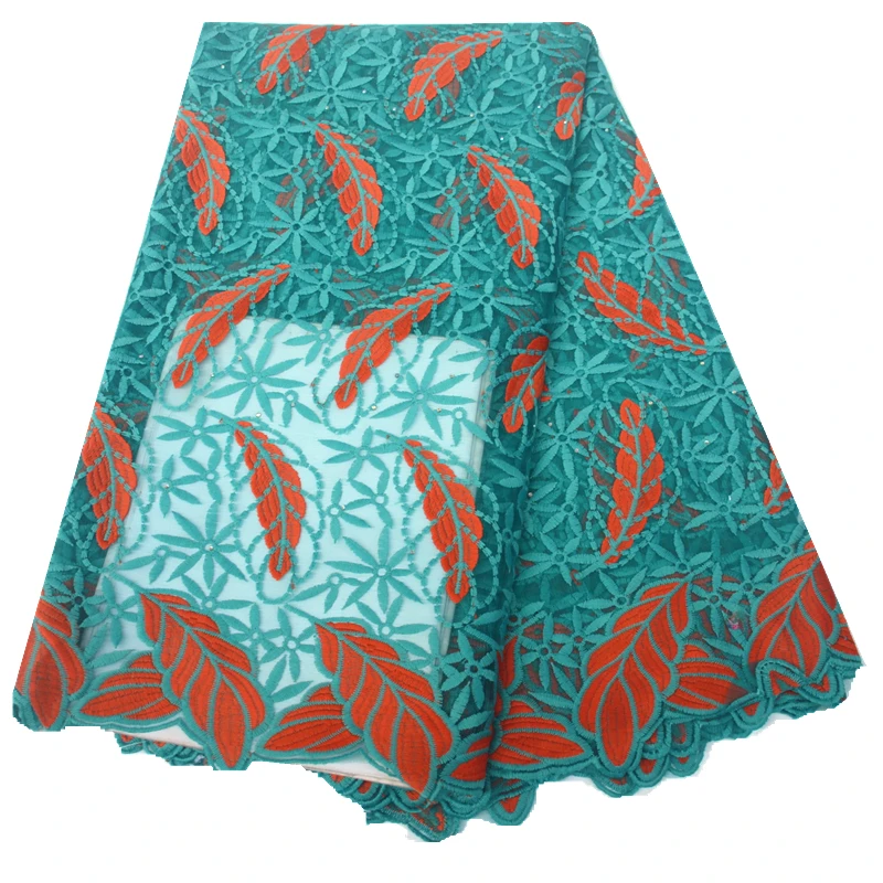 Африканская фатиновая кружевная ткань Сетчатое кружево черного и красного цвета