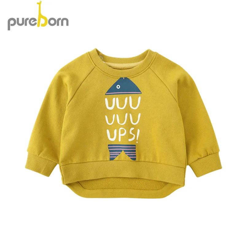 Pureborn/Детские свитшоты Хлопковая футболка для маленьких мальчиков Пуловер Топы