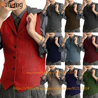 mens herringbone vest tweed vintage wool steampunk waistcoat