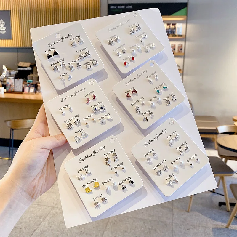 

New 2021 Glamorous Female Fashion Ins Style Simple Pearl All-match Earring Set Party Jewelry Anniversary Gift