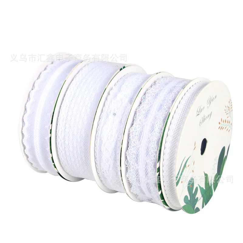 

Fashionable Fresh Korean Style Flower Gift Box DIY Lace Yarn with Satin Ribbon with Flowers Package 3cm Lace Bud Ribbon