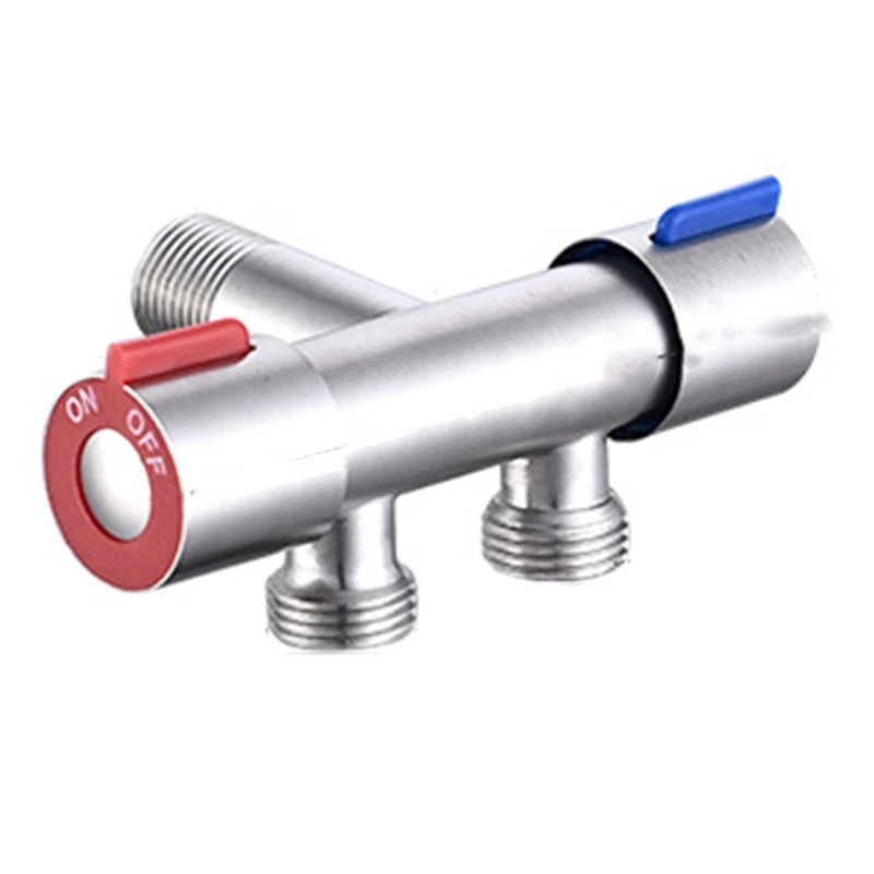 

Stainless Steel Double Outlet Triangle Valve Faucet G1/2 Thread Angle Valve Filler Diverter Bathtub Valve Washing Machi