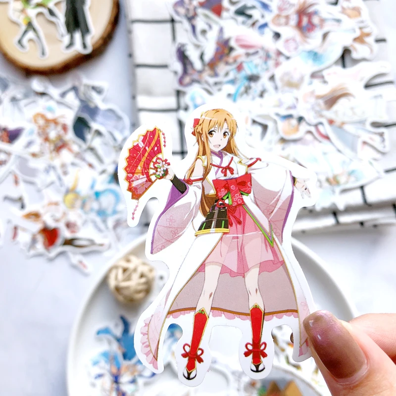 

50Pcs Anime Stickers Sword Art Online Sticker Adhesive Asna Kirito game decal For Scrapbooking Phone Diary Laptop