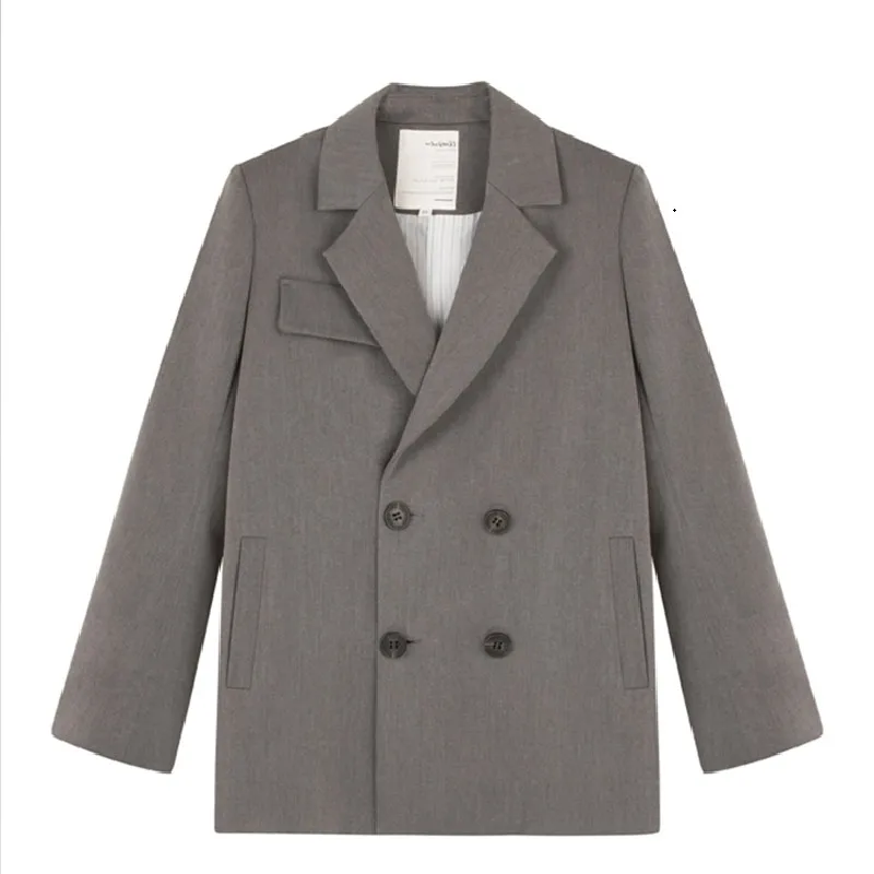 

Fashion Double Breasted Notched Collar Women Blazer Jacket 2020 Elegant Pockets Female Outerwear Modern Lady Workwear