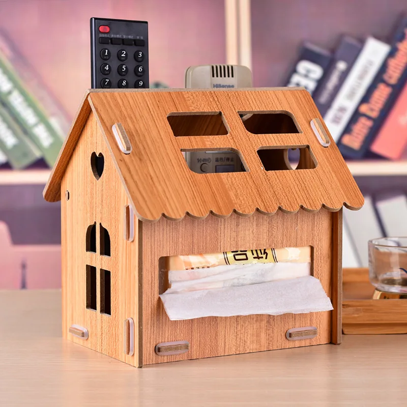 Деревянный дом коробка для салфеток DIY креативный чехол контейнер бумажный