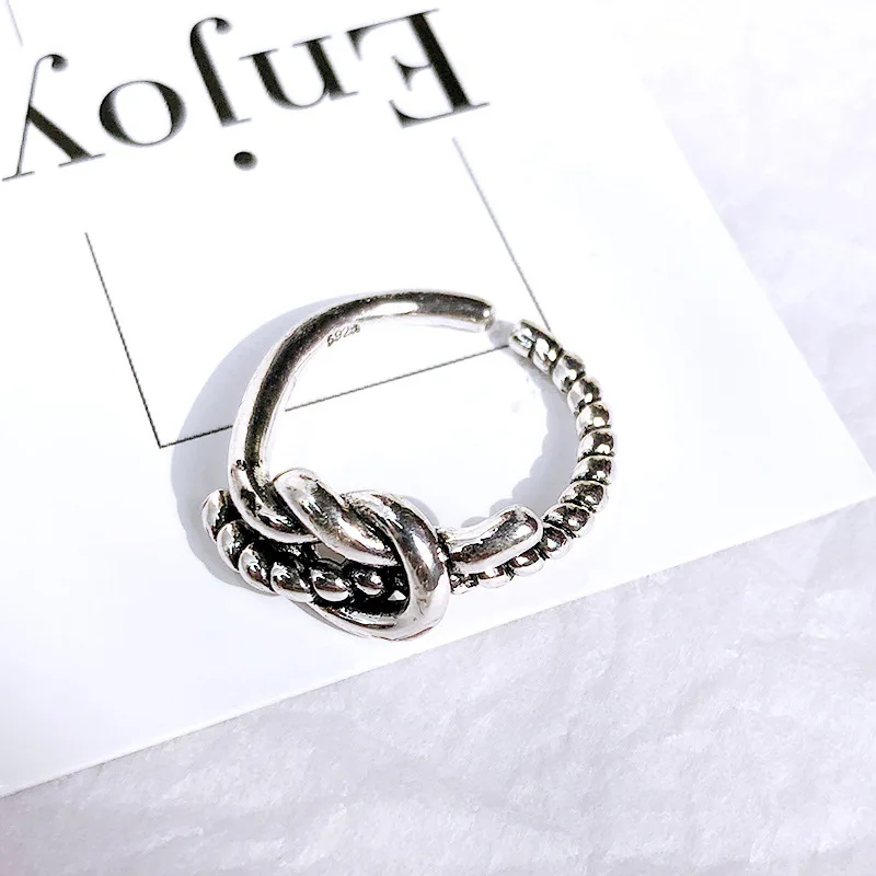 

Retro Neutral Multi-layer Smiley Face Wide Ring for Women Antique Silver Color Opening Student Ring Hip-hop Punk Trend New 2020