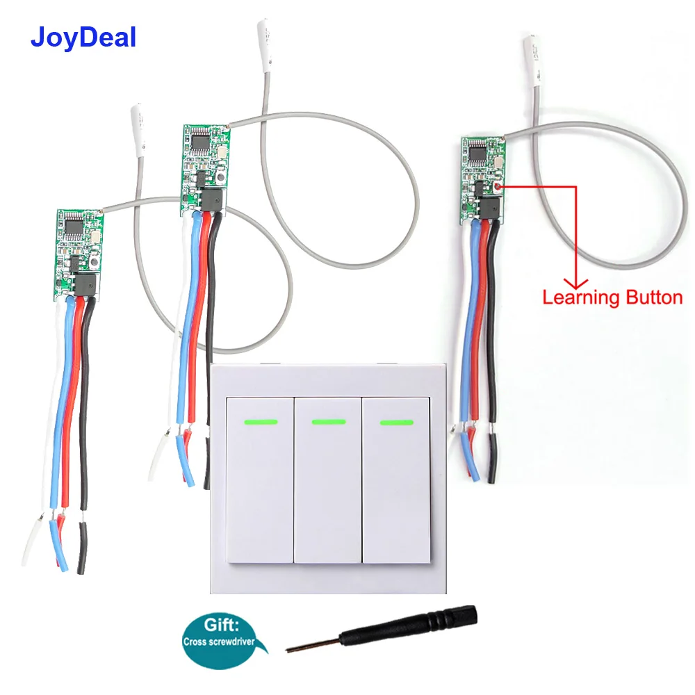1 RC And 3 Receivers JoyDeal 433 МГц беспроводной микро пульт дистанционного управления мини-приемник 3,6 В 5 в 12 В 24 в большой диапазон маленький светодиодный светильник переключатель передатчик - Цвет: 1 RC And 3 Receivers