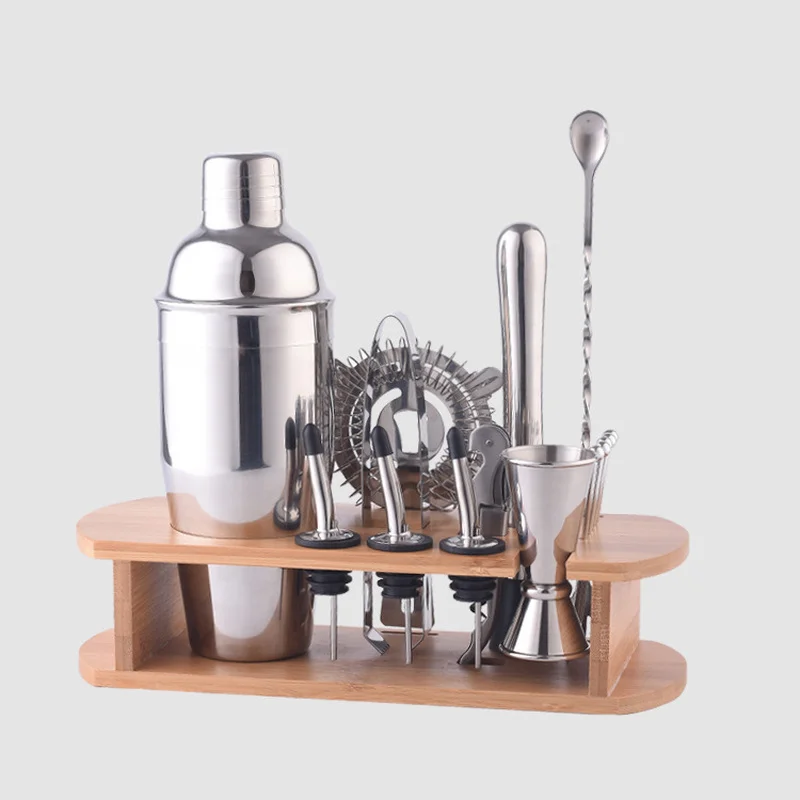 

16-piece set Cocktail Stainless Steel Wine Chuck Cup Mixer Wood Stand Wine Bar Tool Mixer S Wine Stopper Metal Drinking Bottle