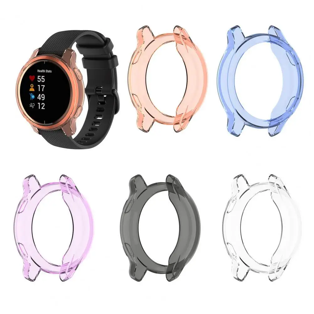 

Smartwatch Protective Case Transparent Shockproof TPU Anti-fall Round Smartwatch Protector Holder for Garmin Venu
